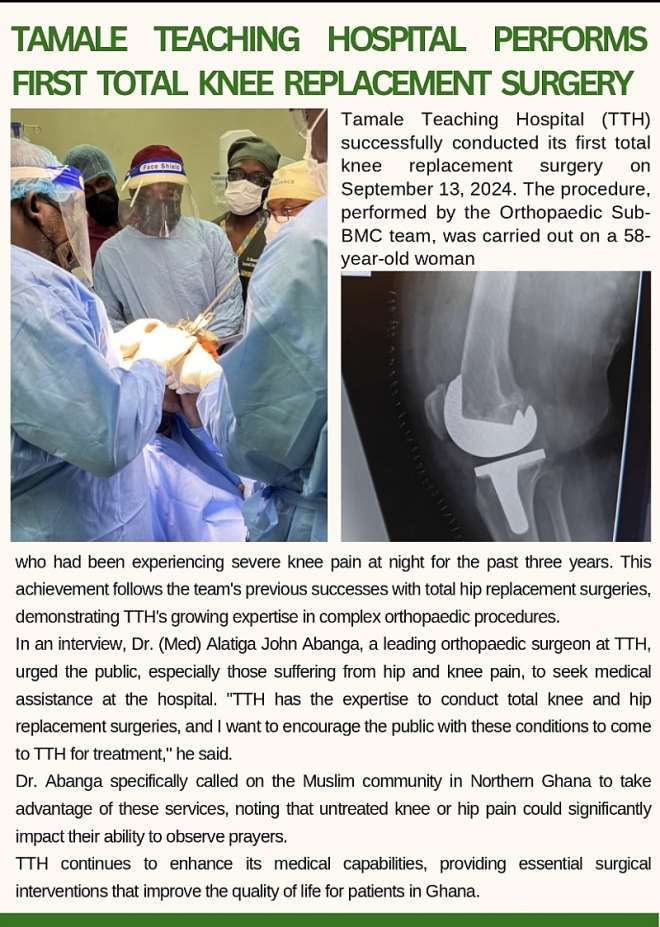 Total knee replacement surgery at Tamale Teaching Hospital